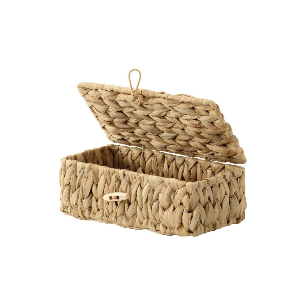 Extra Small Wicker Storage Basket with Lid Hyacinth Woven Shelf Organizer Basket